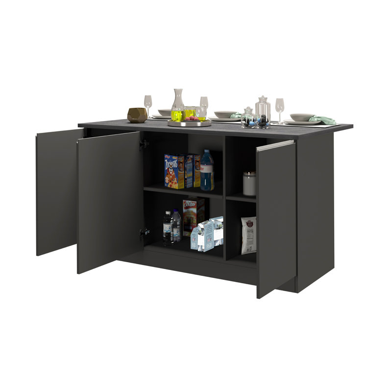 Pameal Wood Kitchen Island, Grey, Grey