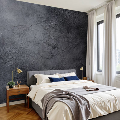 Peel and Stick Wallpaper 144" W x 100" H Modern Self Adhesive Wall Mural for Bedroom Natural black slate stone Top view