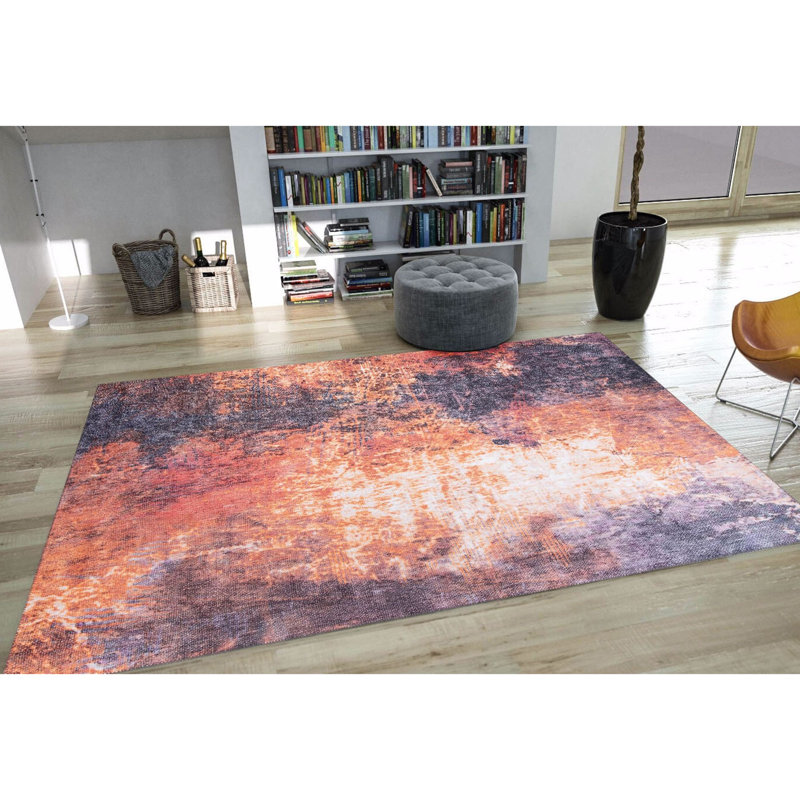 Luxurious Machine Washable Area Rug, 4.9 x 7.5 Feet, 100% Polyester, 1850 g/m², Pile Height: 0.2 inches | Eco-Friendly Recycled Poly Cotton Backing | Perfect for Living Room & Bedroom, Soft and Durable Design