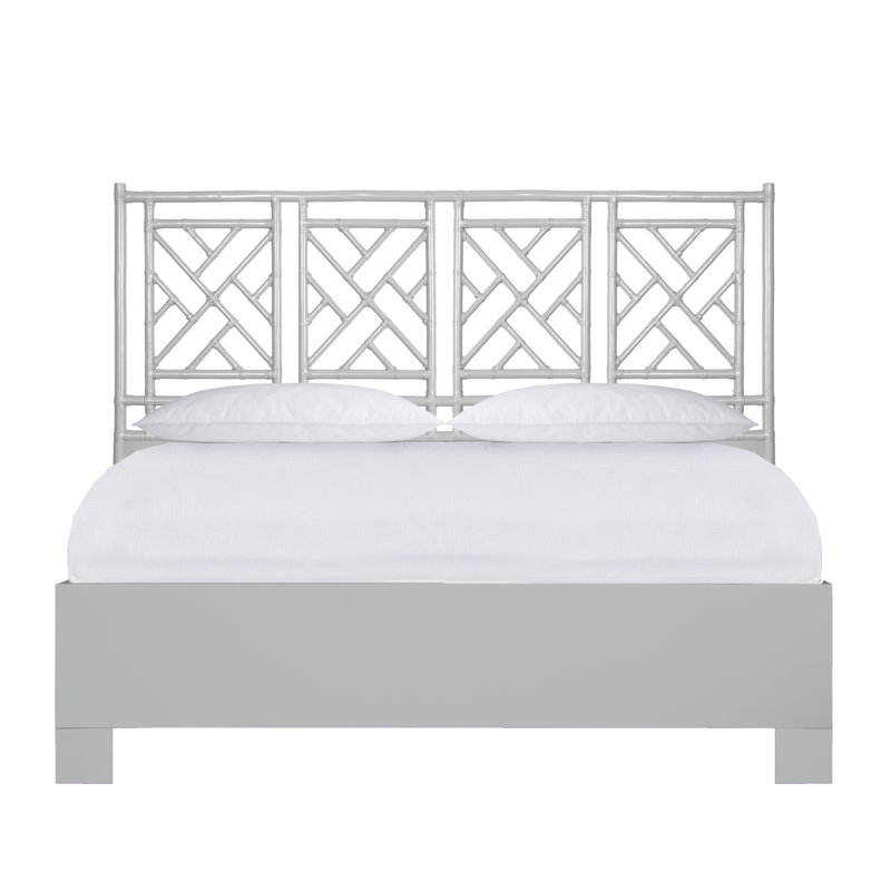 Chippendale Open-Frame Bed, King, Light Gray