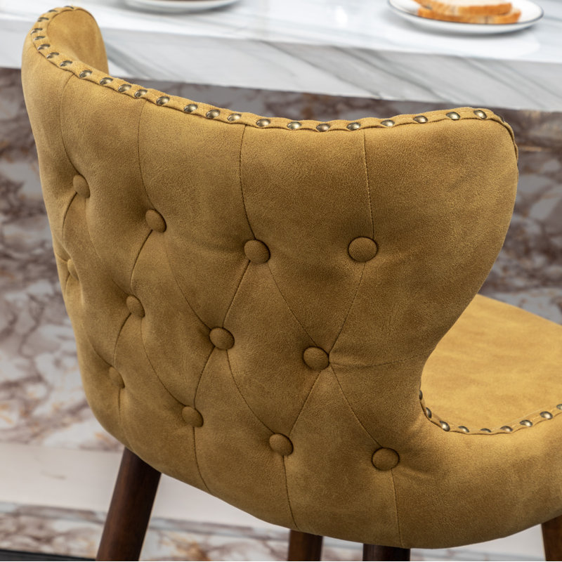 Caralie Upholstered Counter Stool, Bar Stool (29.5” Seat Height), Yellow
