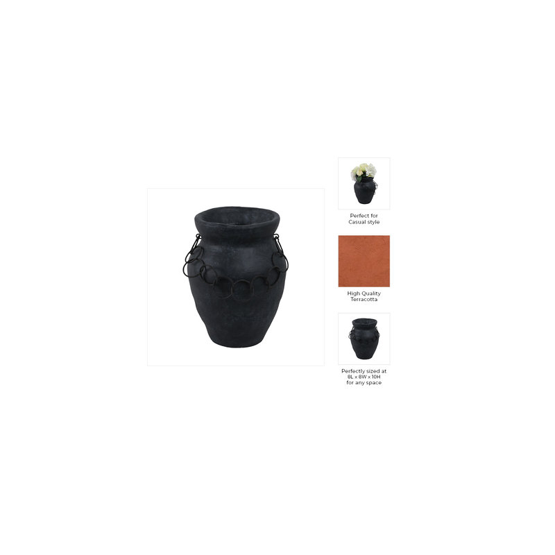 Handmade Clay Table Vase, 10" H x 8" W x 8" D