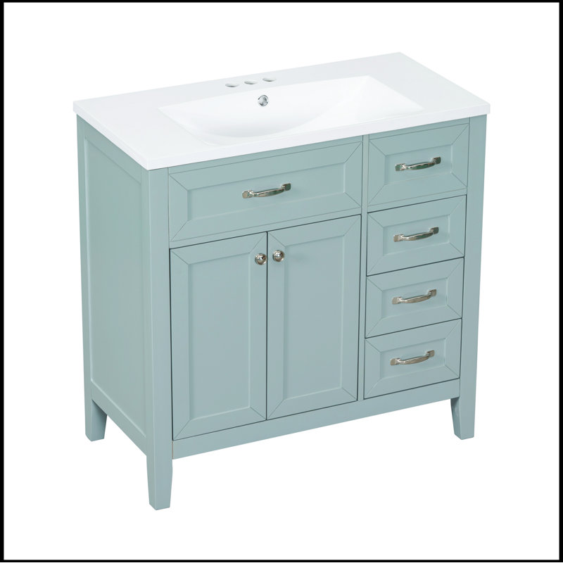 Meuble-lavabo simple avec plateau 35,98 po Savitt, Vert