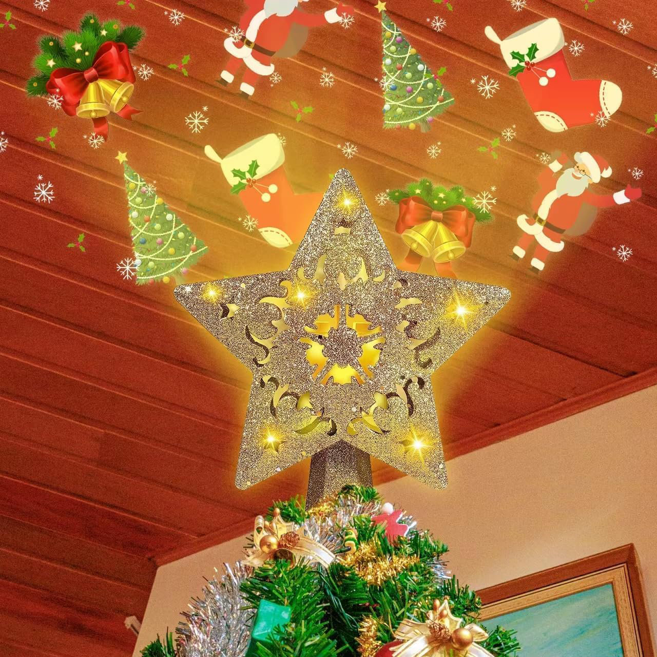The Holiday Aisle® Christmas Tree Topper Lighted With Snowflake ...