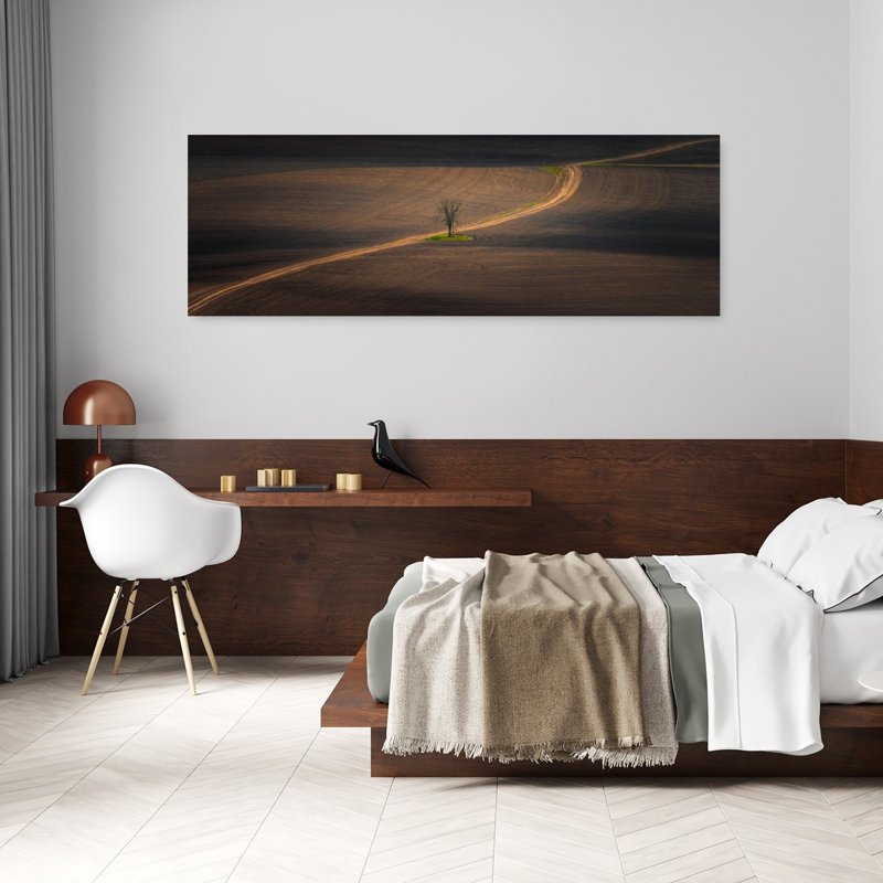 «Lone Tree Path» minimaliste, paysage rustique paisible, art mural, H 20 po x l 60 po