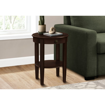 Table de bout en placage brun, 2 niveaux, salon et chambre attrayante avec espace de rangement