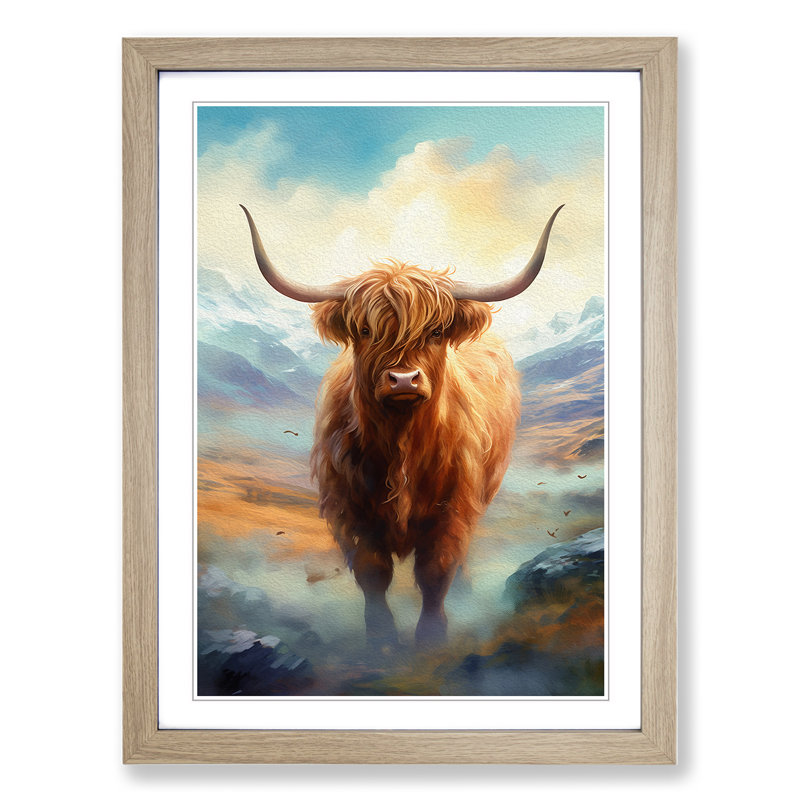 Highland Cow Romanticism Art - Framed Print