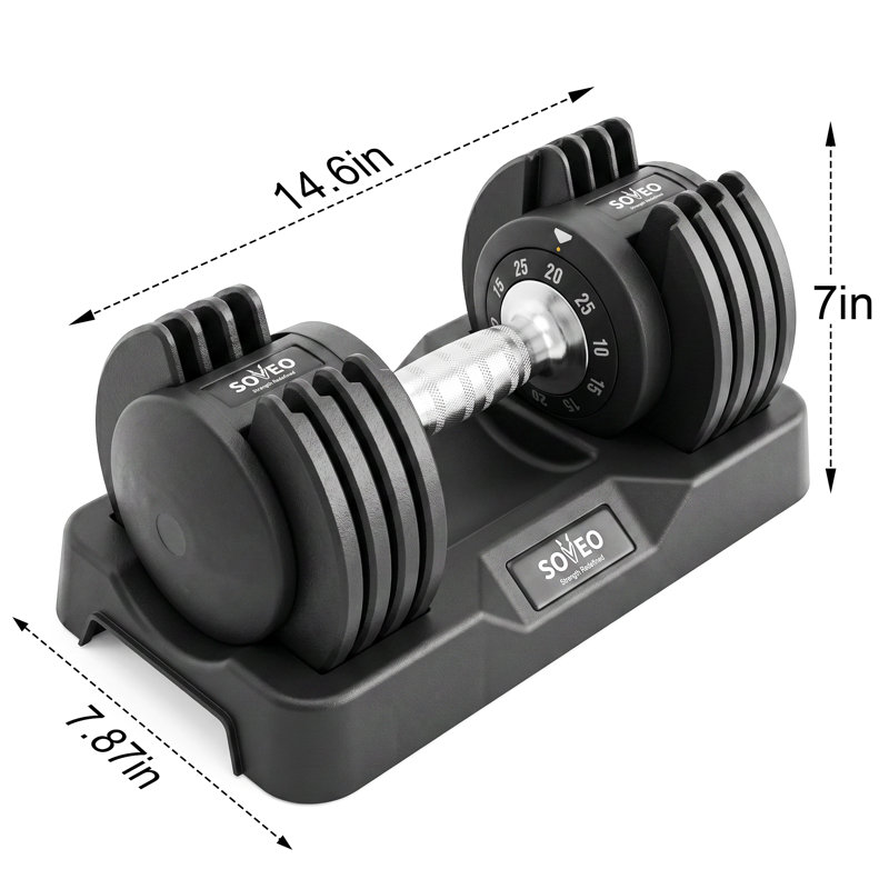Ensemble d'haltères réglables 25/55 lb, haltères 10-en-1 à sélection rapide avec système de verrouillage et plateau de rangement, poids d'entraînement à la maison peu encombrant