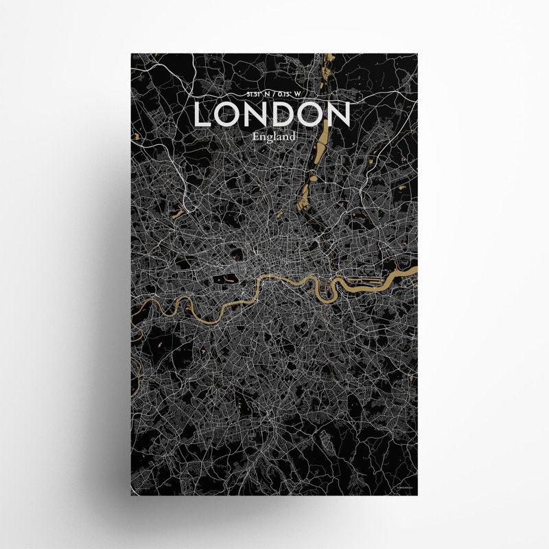 London City Map In Luxe - No Frame Print, 17cm H x 11cm W x 0.05cm D