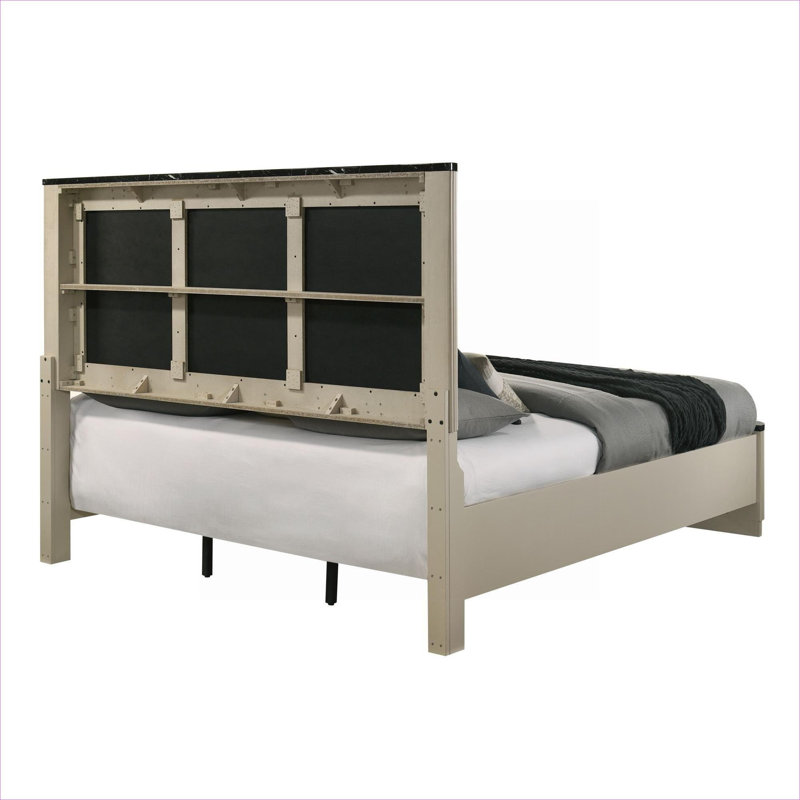 Structure de lit grand format rembourré en bois massif de lin gris doux pour matelas de grand lit standard