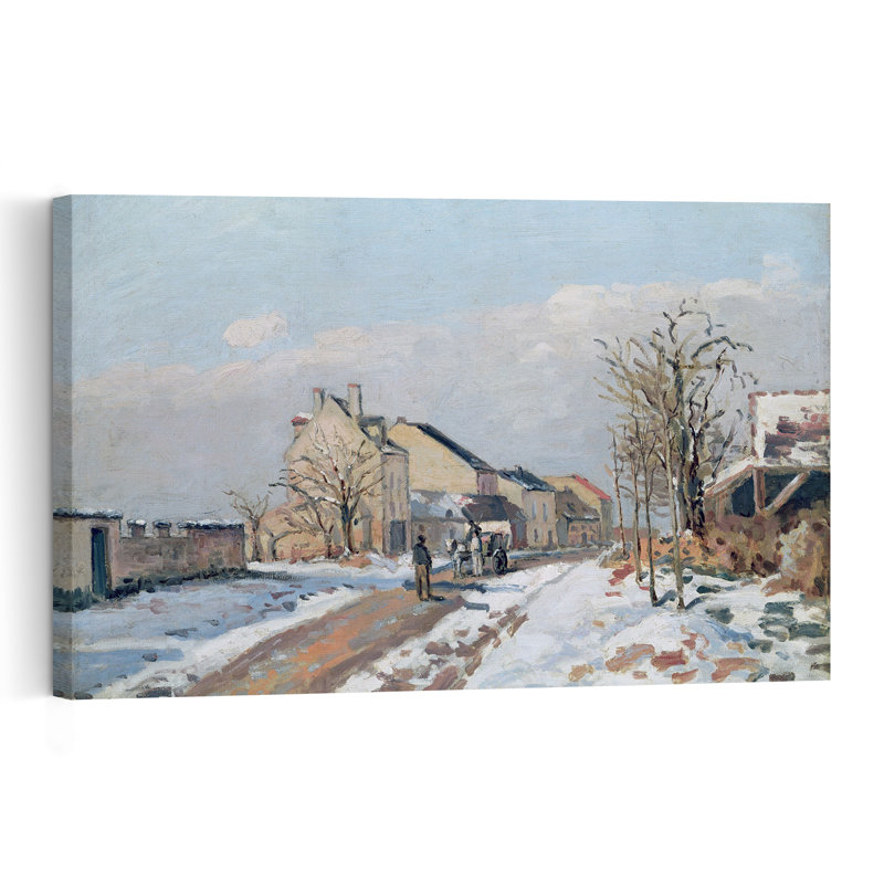 La route de Gisors à Pontoise, effet neige, affiche murale abstraite impressionniste contemporaine d'architecture hivernale