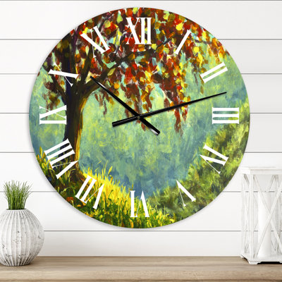 Paysage d'automne coloré dans un arbre de forêt XXV III - Horloge murale de ferme