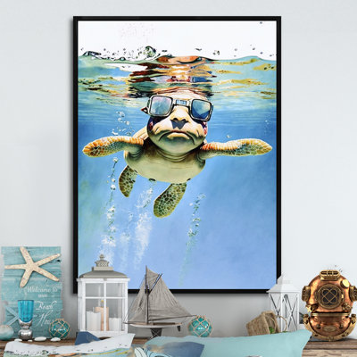 " Turtle With Glasses In The Ocean I "