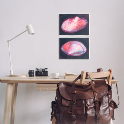 Pink Clam Shells  2 PC Wall Plaque Art Set by Grace Popp