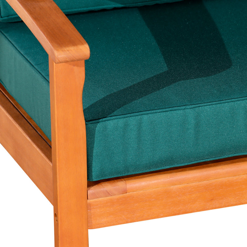 Chaise en eucalyptus avec coussins foncés et résistance à la décomposition, Vert, Naturel