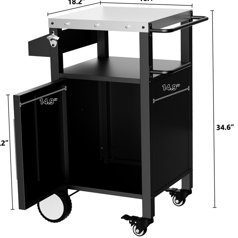 Chariot de gril avec armoire et crochets