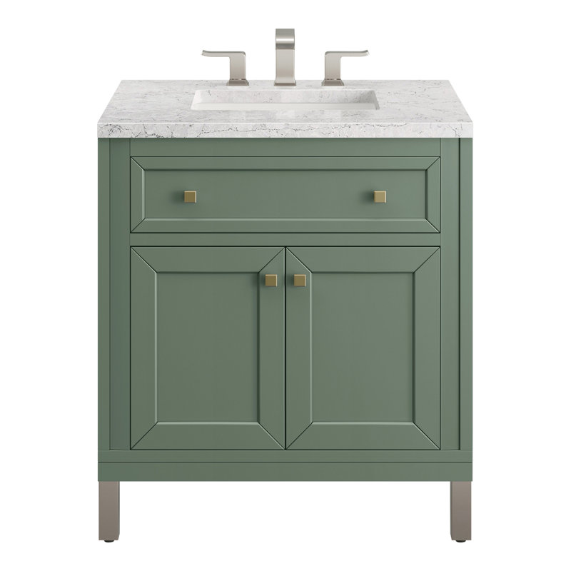 Meuble-lavabo simple l 30 po Chicago, Perle jasmin éternelle, Céladon fumé, 8 po