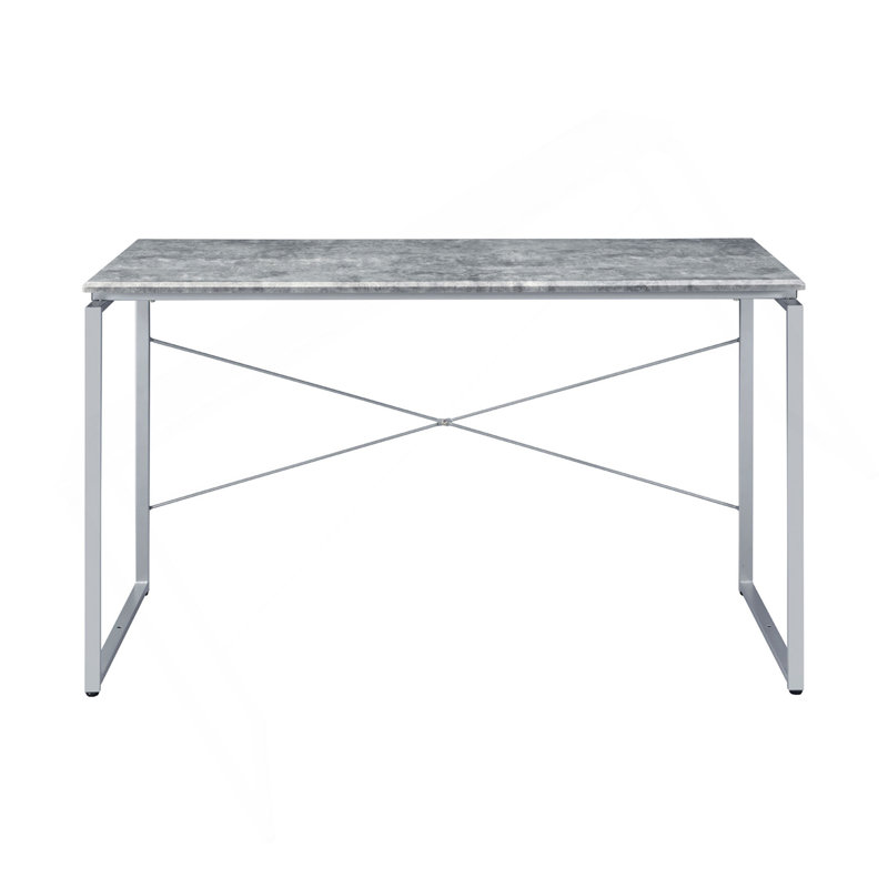 Writing Desk With Metal Sled Base, Silver