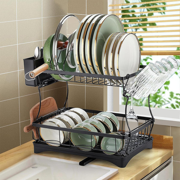 Prep & Savour Clayson Double Tier Stainless Steel Dish Rack, With