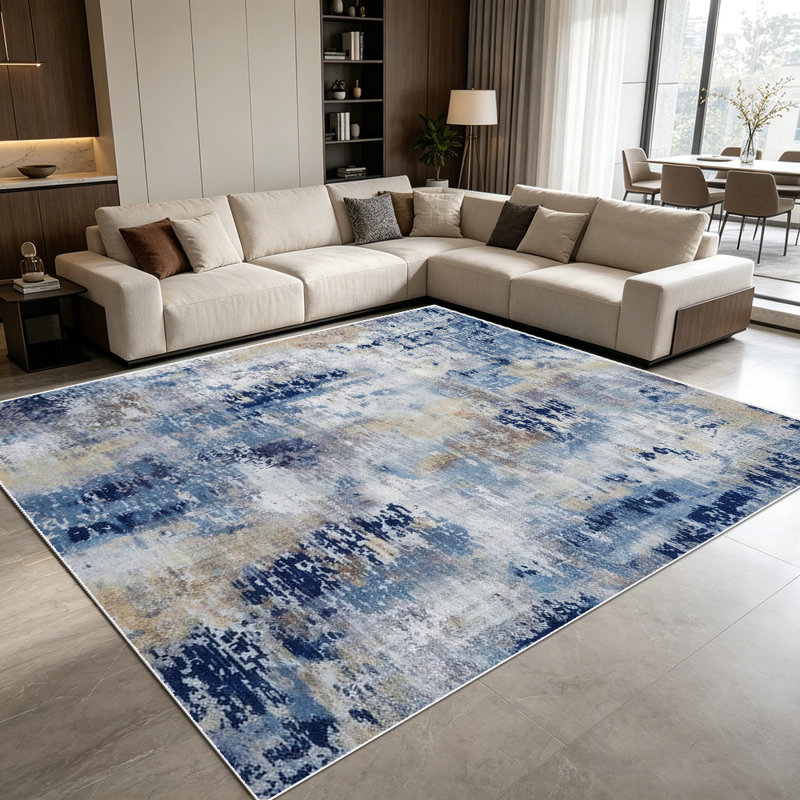 1PC Geometric Black and Beige Maze Grid Pattern area rugs for Living Room, Soft and Comfortable, Suitable for all seasons, easy-to-maintain, machine washable Indoor floor mat, Under Table Farmhouse suitable for dining room, bedroom, entryway.
