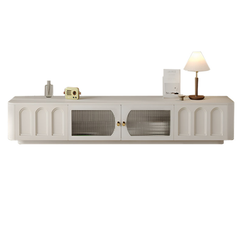 Meuble télé Modern, H 11,81 po x L 86,61 po x l 15,75 po, Crème, crème