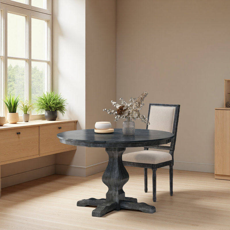 Table de salle à manger ronde, Gris anthracite, H 30 po x L 47 po x l 47 po