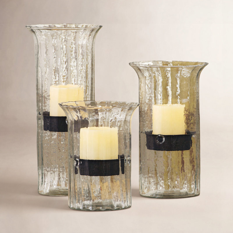  Rustic Ribbed Glass Candle Cylinder 19" L, 19" H x 7" W x 7" D