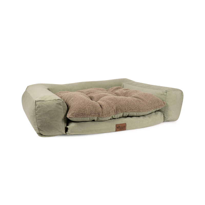 Canapé rectangulaire orthopédique pour animaux avec housse amovible, Moyen (l 56 po x P 37 po x H 11 po), Vert