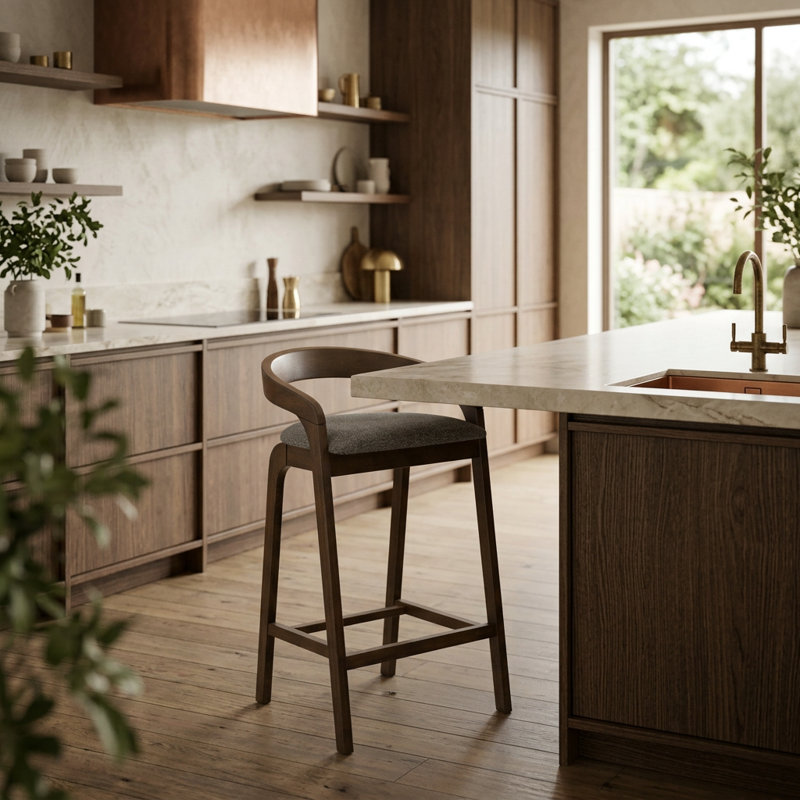 Tabouret de comptoir rembourré 27,36 po Piera, Wengé