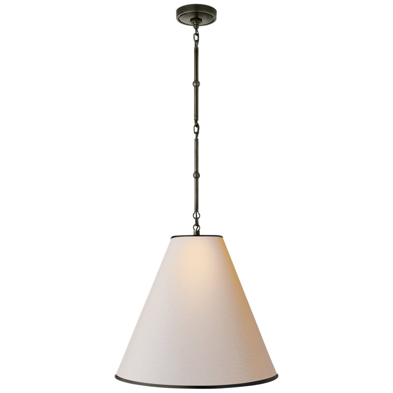 Thomas O'Brien Goodman Small Hanging Light, Bronze, 38" H x 10" W x 10" D, Paper