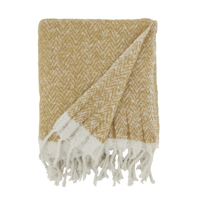 Jeté gris en faux mohair à chevrons 50 po x L 60 po 