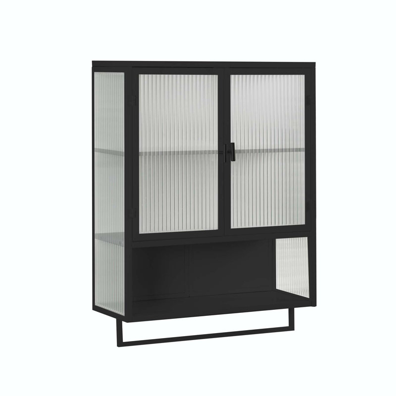 Cleother Iron Bathroom Cabinet, Black