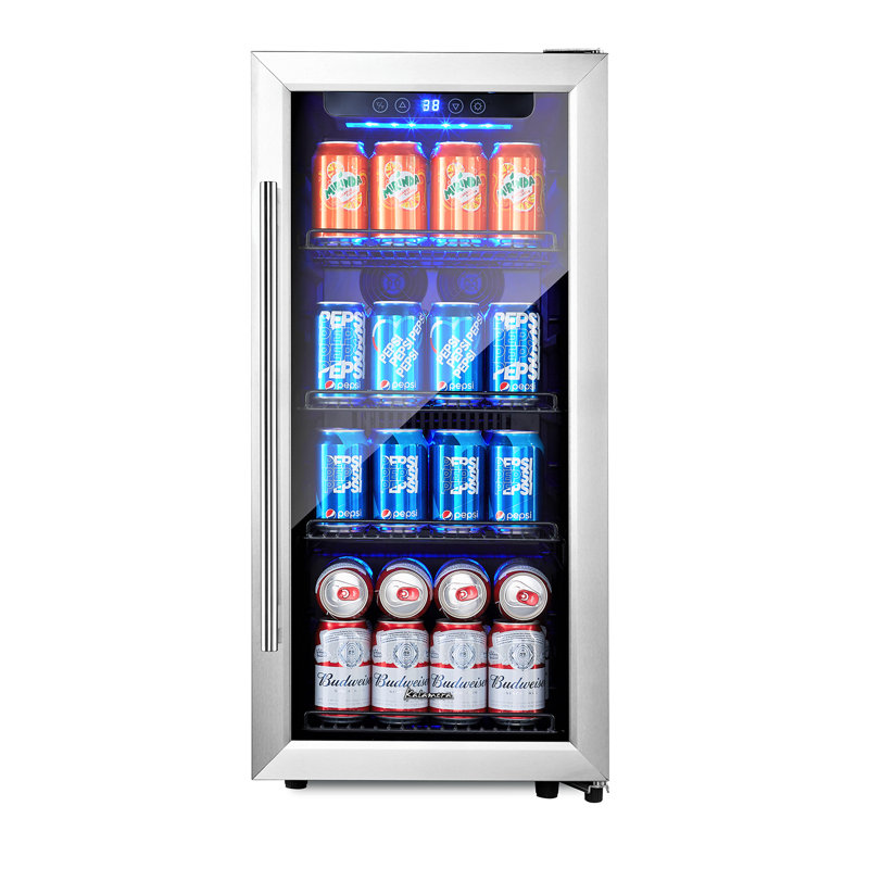 Kalamera 15.6'' W Freestanding 106 Cans (12 Oz.) 3.74 Cubic Feet Beverage Cooler With Glass Door