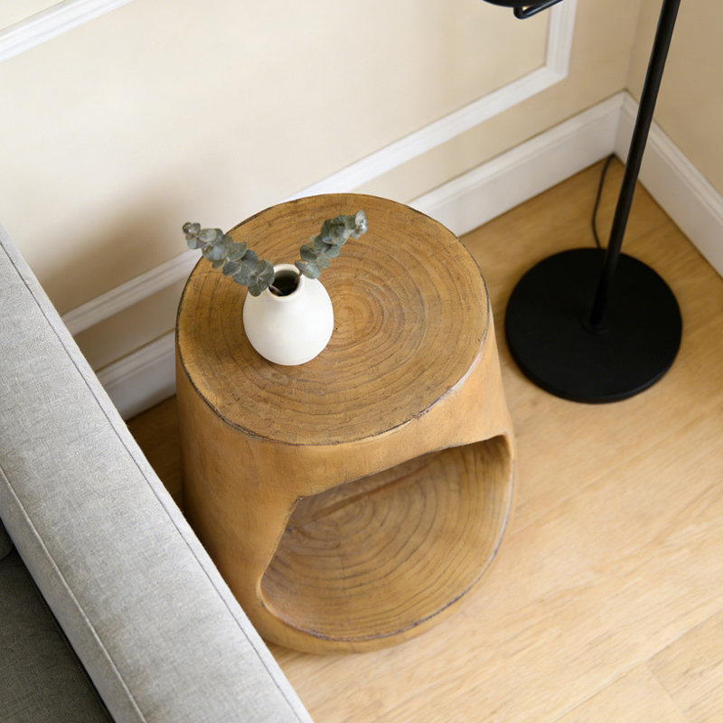 MGO Hollow Side Table, Wood-like texture Side Table End Table,can be used in Outdoor, Natural