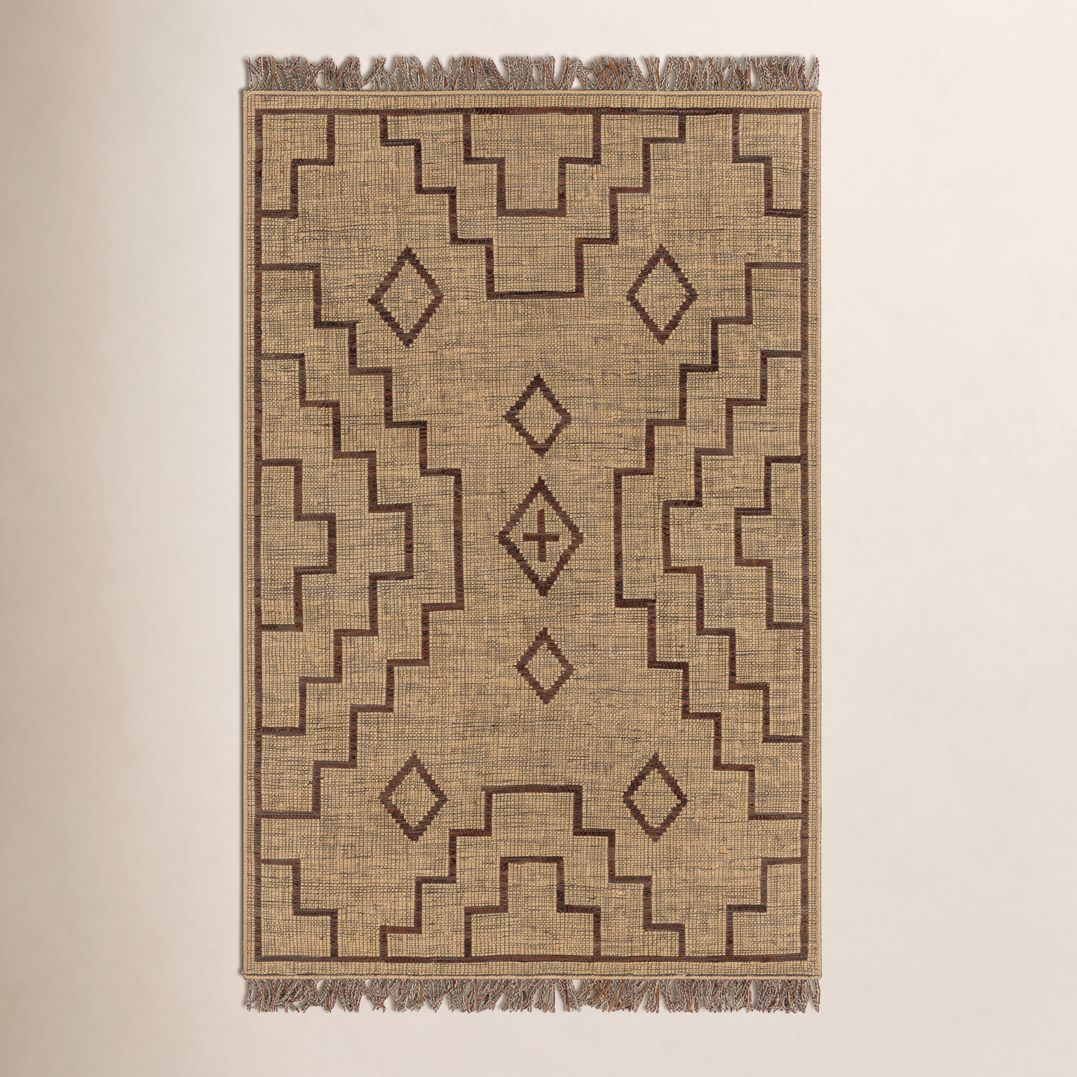 Alfi Handmade Tan Rug, Rectangle 2' x 3'