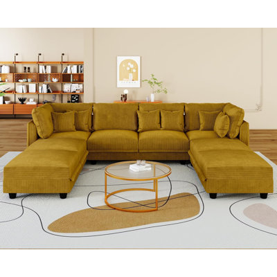 Degennaro 8 Seat Corduroy Convertible Modular Sectional Sofa With Storage