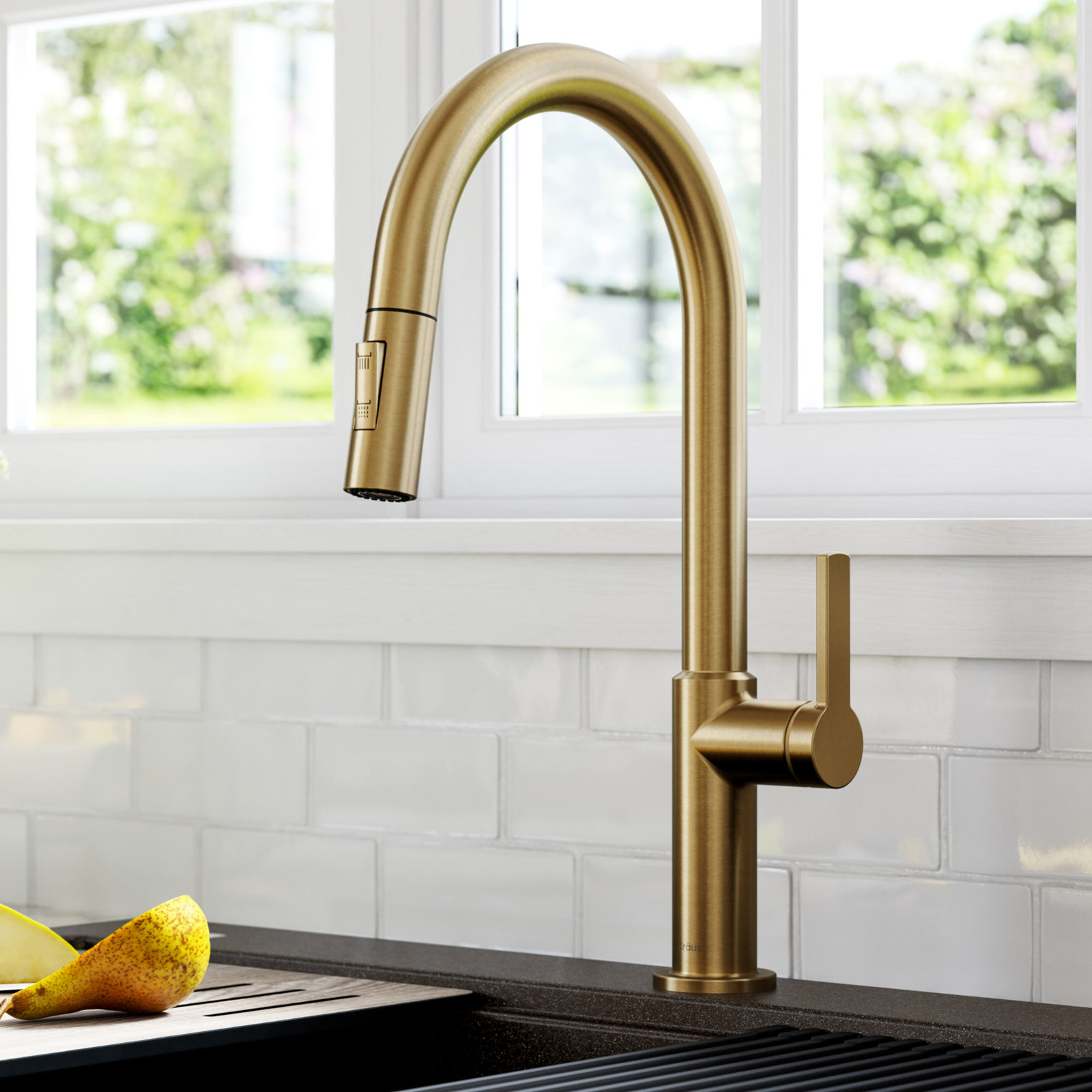 Kraus Oletto Pull-Down Kitchen Faucet, Brushed Brass
