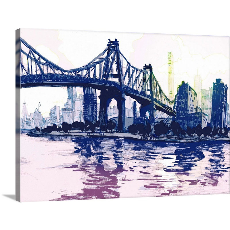 « Queensboro Bridge-New York City » par Eleanor Doughty, reproduction d’art sur toile, H 30 po x l 40 po x P 1,25 po
