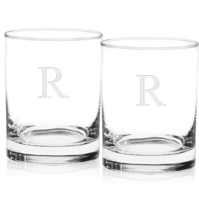  Culver Deep Etched Letter Monogram 14 oz. Whiskey Glass