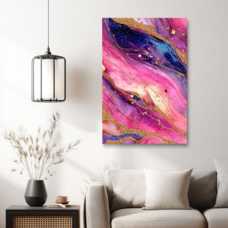 Impression sur toile Bohemian Cosmic Abstract Gold Glitter - Urban Studio, 12 * 8 pouces (30 * 20 * 2cm)