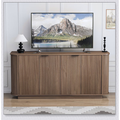 Buffet de rangement ondulé de 63 po à deux portes avec tablettes réglables, idéal pour la cuisine, le salon, le couloir - rangement polyvalent ()