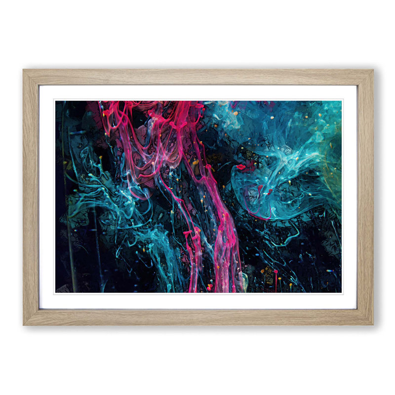 Flowing Through in Abstract - Picture Frame Graphic Art Print, 35cm H x 50cm W x 2cm D, Oak