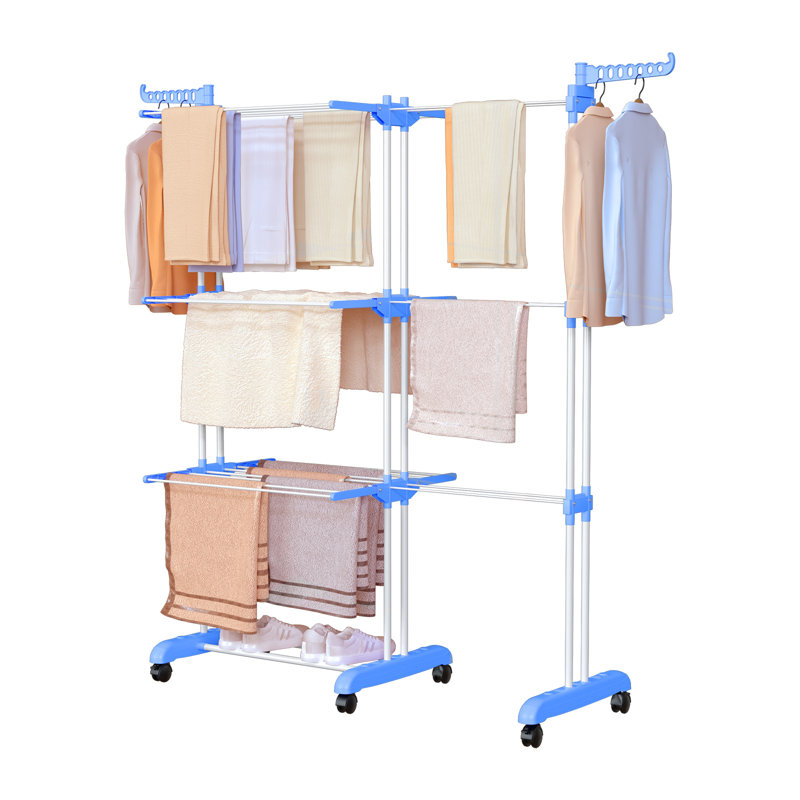 Bole Adjustable Rolling Clothing Rack, Blue