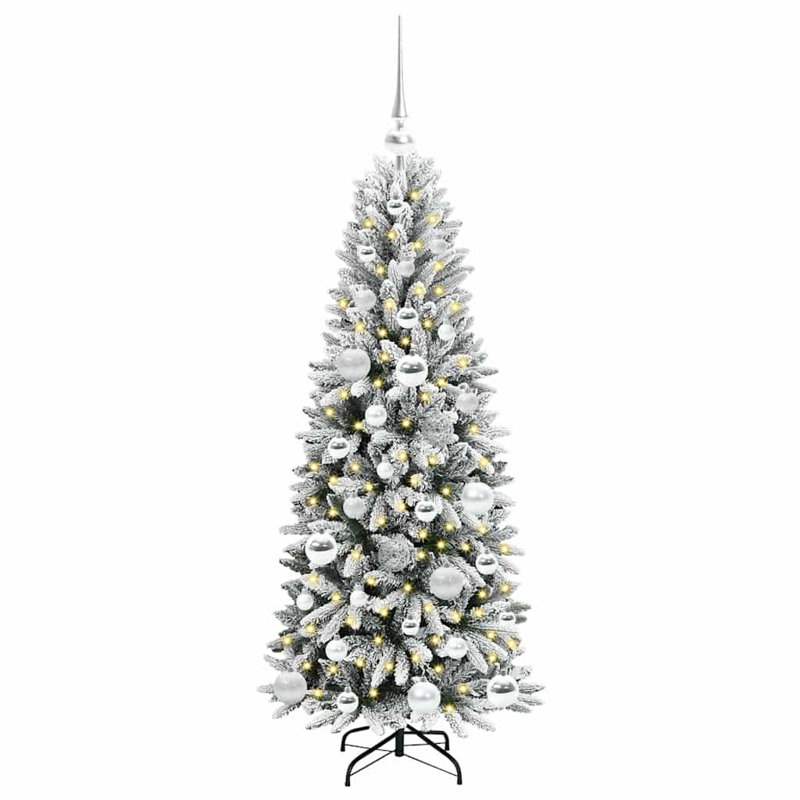 Artificial Christmas Tree with 150 LEDs White, Silver, 3.94' H