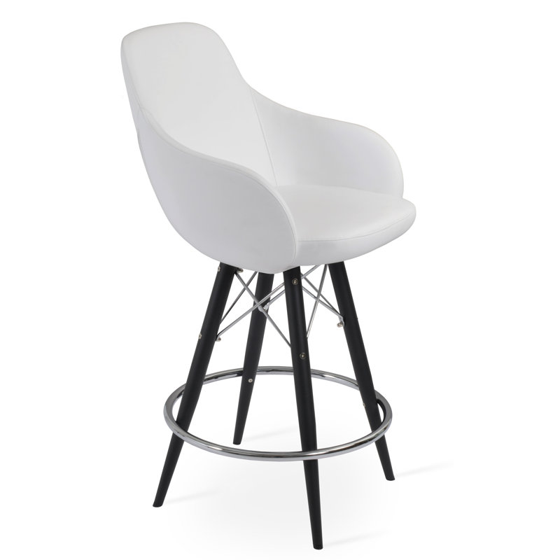 Tabouret de bar et de comptoir Gazel Arm Mw, Tabouret de comptoir (siège d'une hauteur de 25,5, Noir, Noir