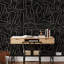 Abstract Black And Gold Graffiti Wallpaper With Stripes