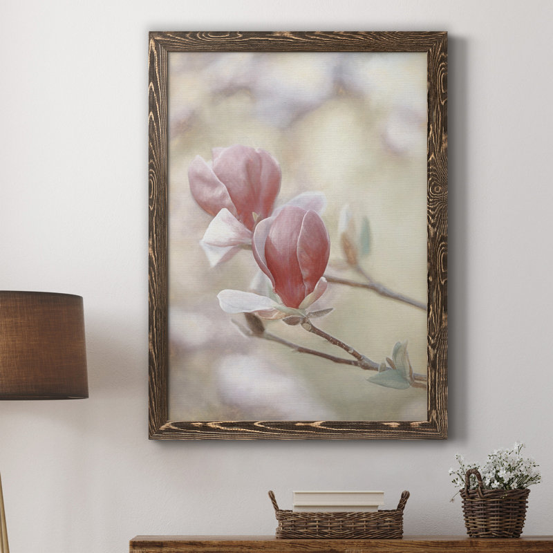 Blooming Hearts - Photographie de cadre photo sur toile, 20" H x 17" W x 1" D, Noyer
