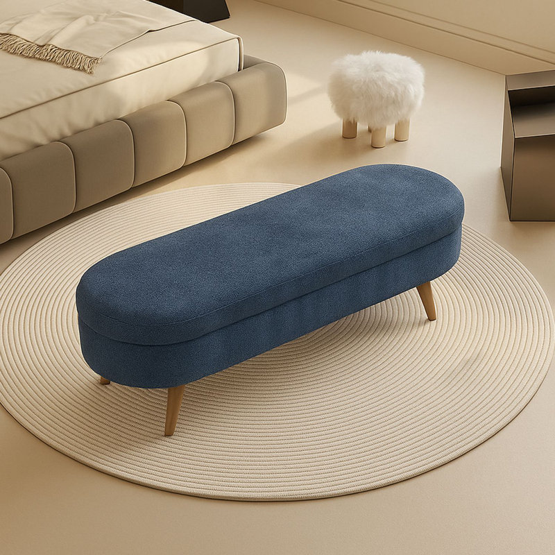 Banc de rangement rembourré Modern, Bleu