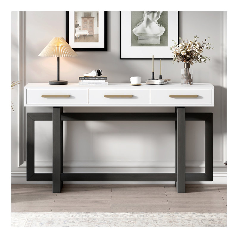 Console élégante avec trois tiroirs, table d'entrée très longue pour vestibule, couloir, salon, vestibule, couloir