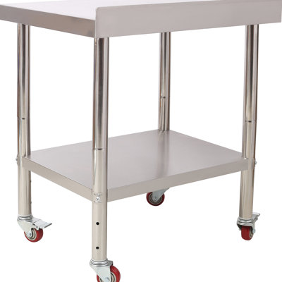 Table de préparation en acier inoxydable d'une capacité de charge de 440 lb, 30 X 24, 35 1/2 po, robuste avec dosseret, tablette inférieure réglable et 4 pour la cuisine, espace de travail pour la lessive